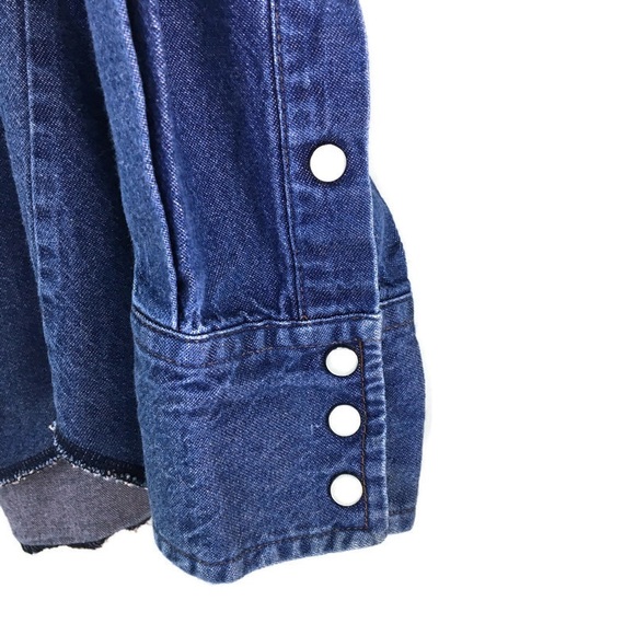 Wrangler Men’s SZ LG Pearl Snap Denim Long Sleeve - Picture 2 of 7